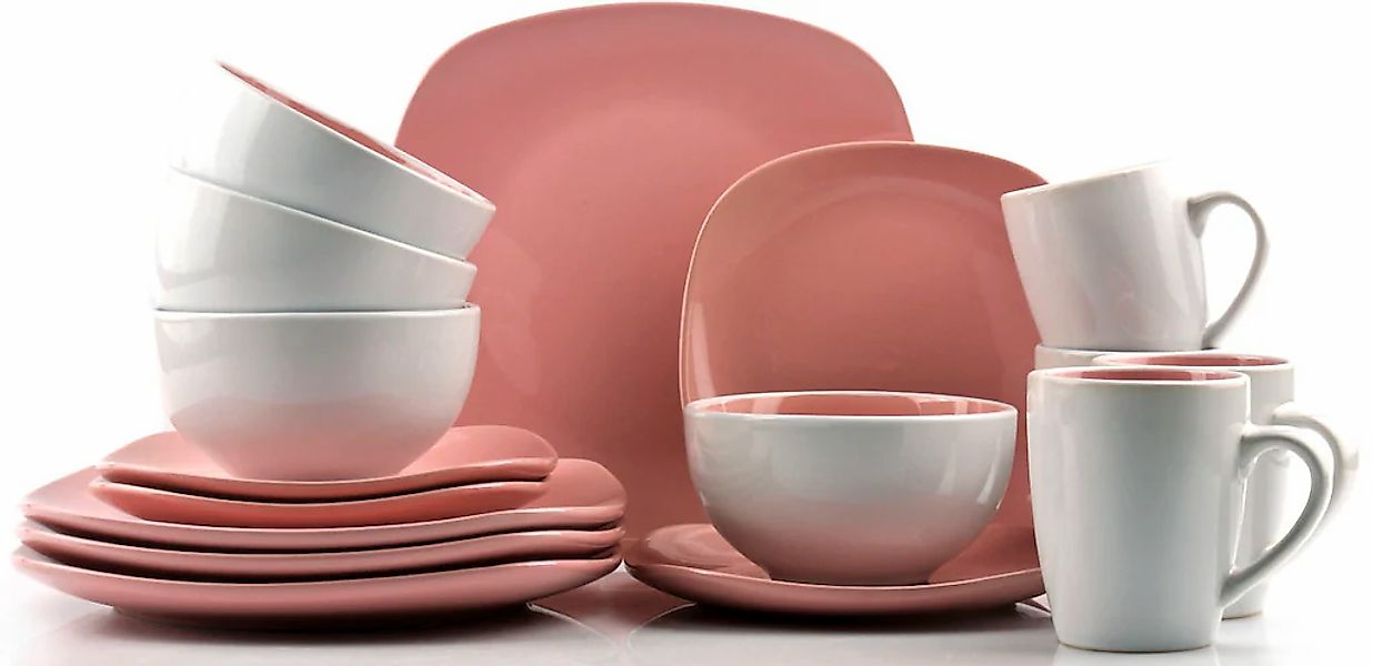 Retsch Arzberg "Geschirr-Set, Service NOVA SQUARE" Bicolor-Look, 16 Teile, günstig online kaufen