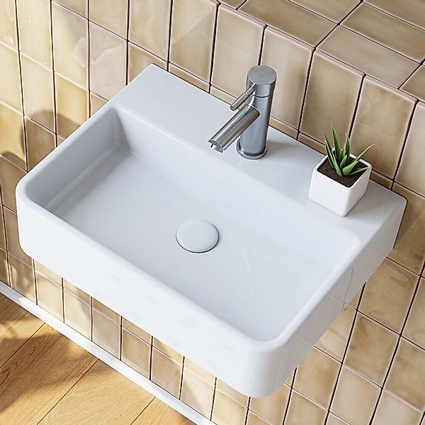 HOROW Waschbecken Aufsatzwaschbecken Hängewaschbecken Wandmontage Keramik günstig online kaufen