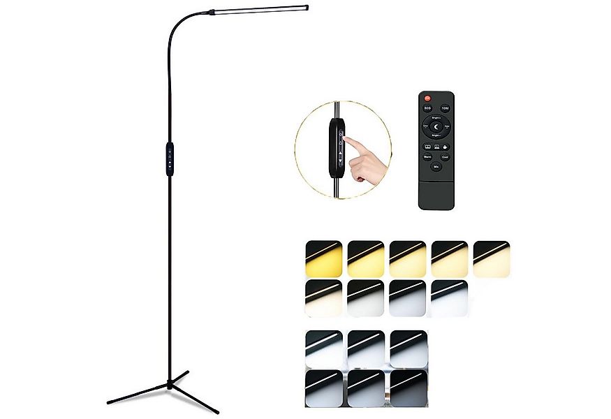 MUPOO LED Stehlampe 12W LED Leselampe Dimmbar LED Standleuchten mit Fernbed günstig online kaufen