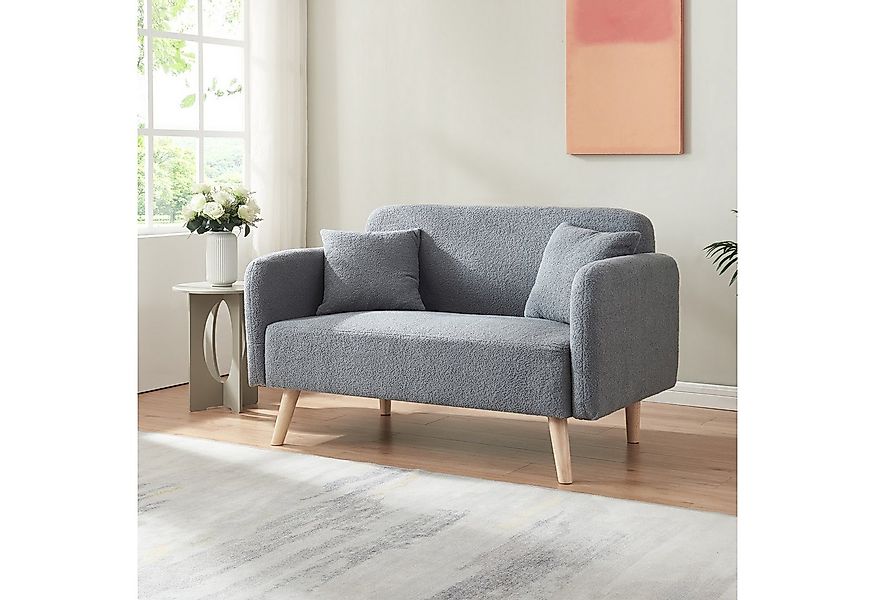 en.casa Sofa, 2-Sitzer »Midt« gepolstert Bouclé 132 x 70 x 81 cm Grau günstig online kaufen