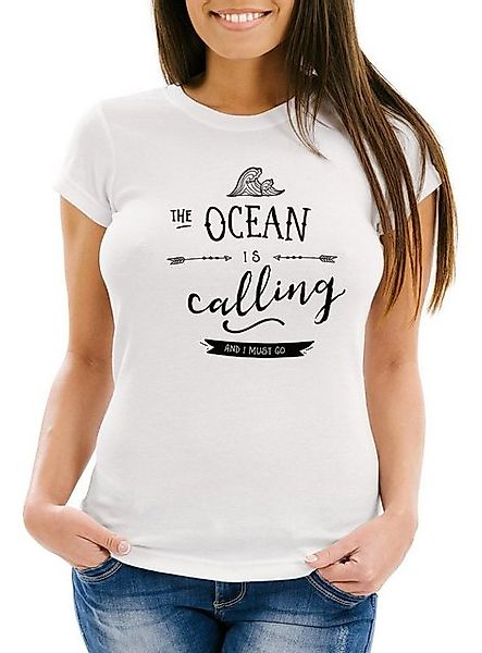 MoonWorks Print-Shirt Damen T-Shirt the Ocean is calling and ja must go Sai günstig online kaufen