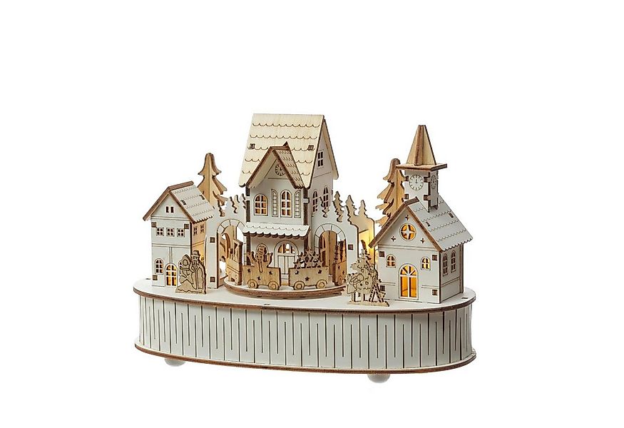 MARELIDA Weihnachtsdorf LED Holz Weihnachtsstadt mit Musik und fahrendem Zu günstig online kaufen