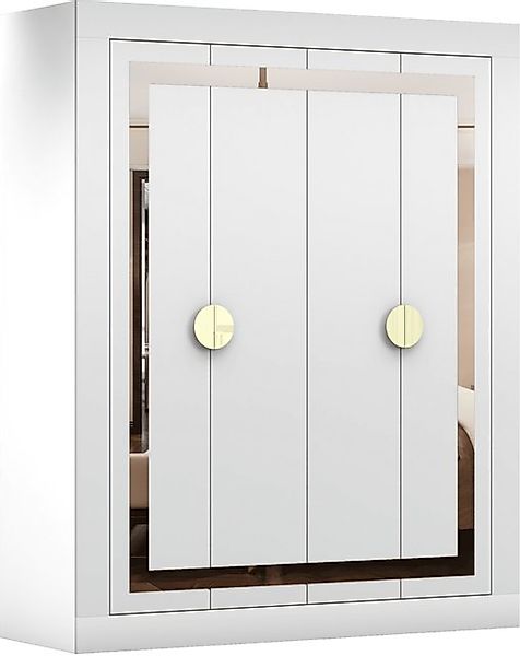 MOEBLO Drehtürenschrank Lumine 1 - 200 cm (in Weiß mit goldfarbenen Akzente günstig online kaufen