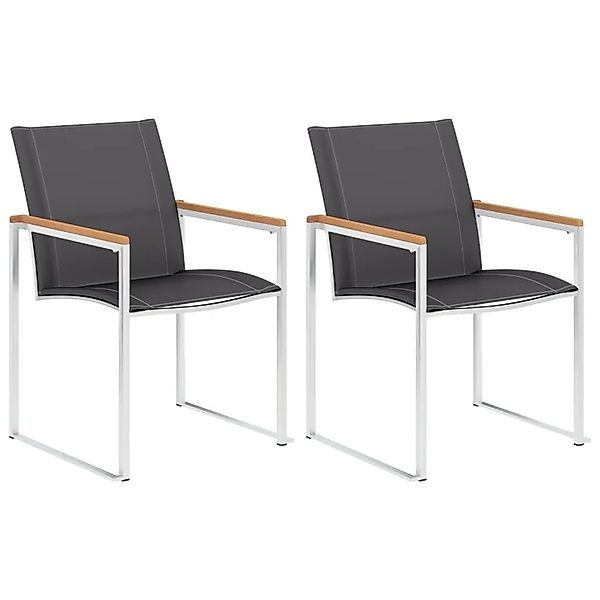 vidaXL Gartenstühle 2 Stk Textilene and Edelstahl Grau 46517 günstig online kaufen