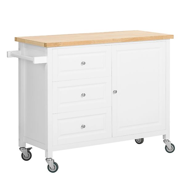 SoBuy Kücheninsel mit 3 Schubladen und 1 Tür Küchenschrank Sideboard FKW106 günstig online kaufen