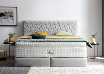 BettCo Boxspringbett Lyon (in Hellgrau Webstoff, günstig online kaufen