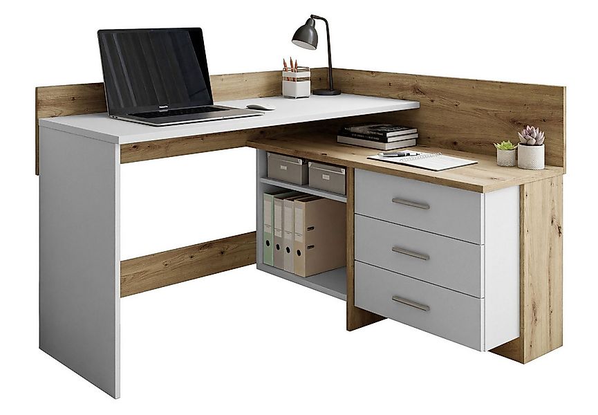 Lookway Eckschreibtisch ECKE – geräumig, stabil und stilvoll in Artisan-Eic günstig online kaufen