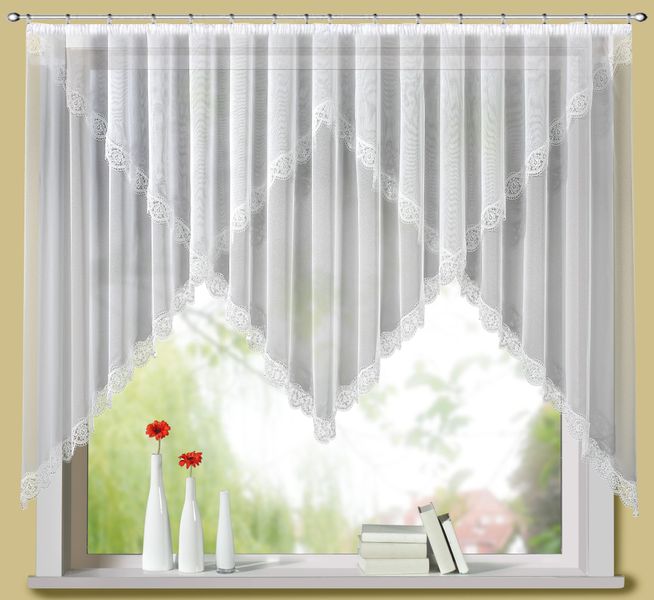 Stickereien Plauen Gardine "Sahra" Kräuselband 1 Stk. tlg. veredelt mit ech günstig online kaufen