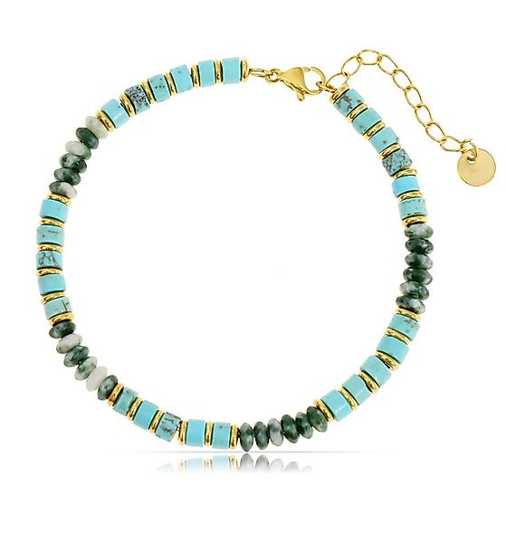 Made by Nami Armband Herren mit Türkisen und Dunkelgrünen Perlen Glücksarmb günstig online kaufen