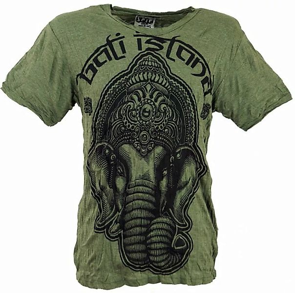 Guru-Shop T-Shirt Sure Herren T-Shirt Ganesh - olive alternative Bekleidung günstig online kaufen