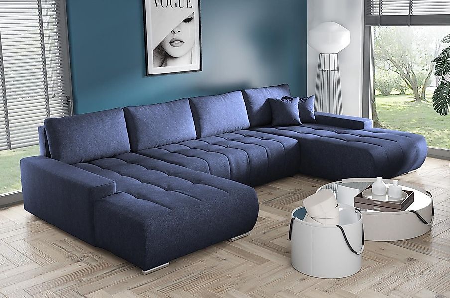 Compleo Ecksofa mit Schlaffunktion aus Velourstoff günstig online kaufen