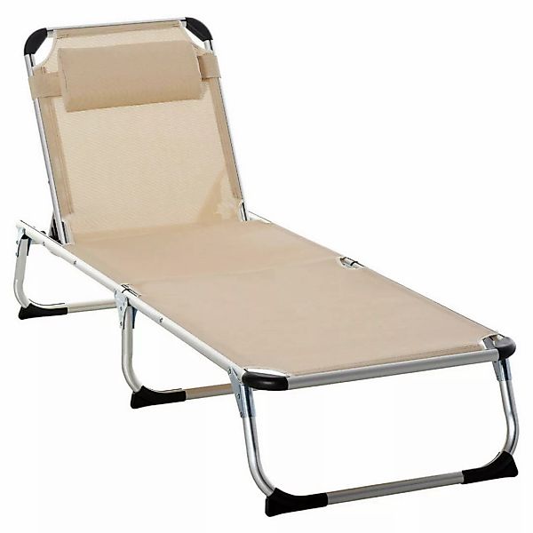 Outsunny Gartenliege beige Aluminium B/H/L: ca. 60x28x189 cm günstig online kaufen