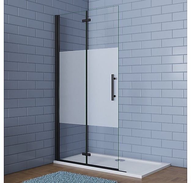 Duschparadies Dusch-Falttür 195cm Schwarz Walk in Dusche Scharniertür Dusch günstig online kaufen
