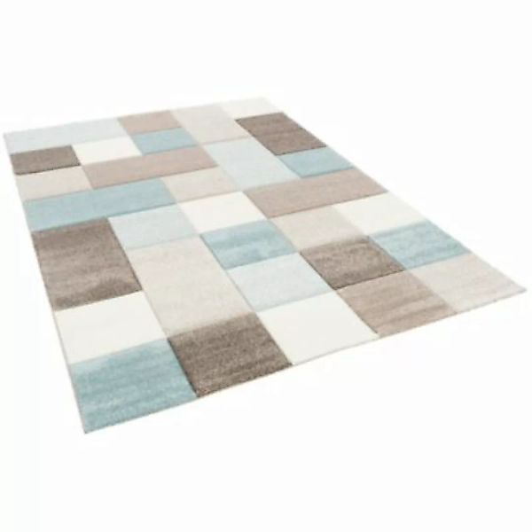 Pergamon Designer Teppich Maui Pastell Blau Beige Karo Teppiche blau/beige günstig online kaufen