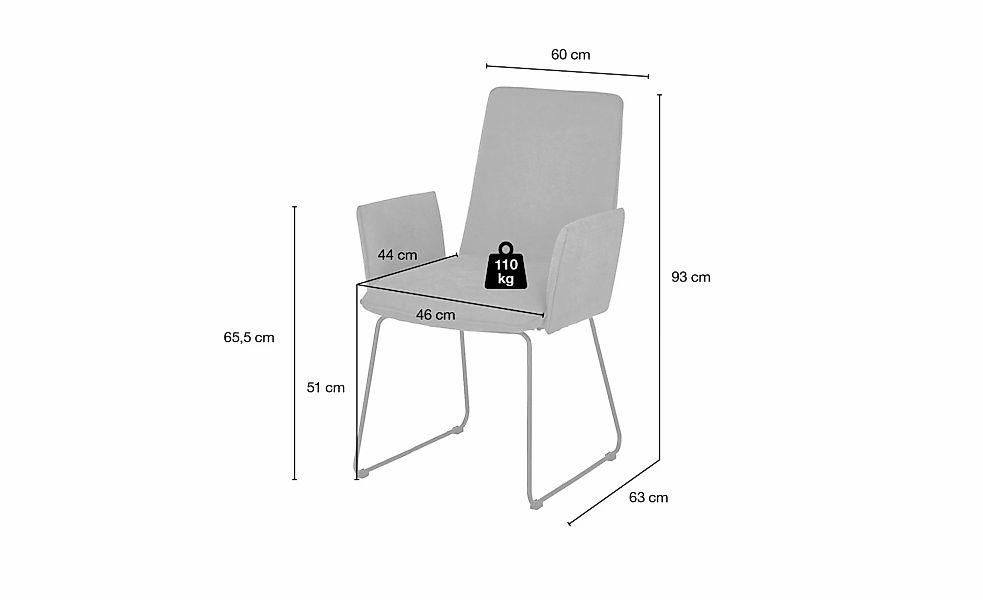 Kufenstuhl   Helge ¦ grau ¦ Maße (cm): B: 60 H: 93 T: 63.0 Stühle > Esszimm günstig online kaufen