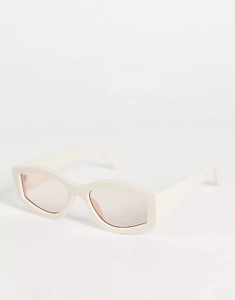ASOS DESIGN – Ovale Sonnenbrille mit dickem Rahmen in gebrochenem Weiß günstig online kaufen