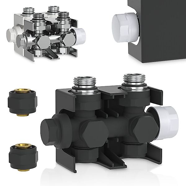 Aquamarin Heizkörper Heizkörperventil Anschluss Multiblock Hahnblock günstig online kaufen