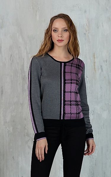 Passioni Strickpullover mit Karodetail günstig online kaufen