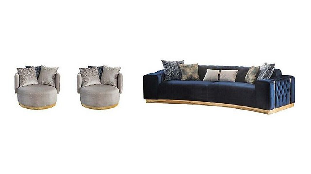 JVmoebel Sofa Wohnzimmer Komplette SItzgarnitur Chesterfield 4-Sitzer 2x Se günstig online kaufen