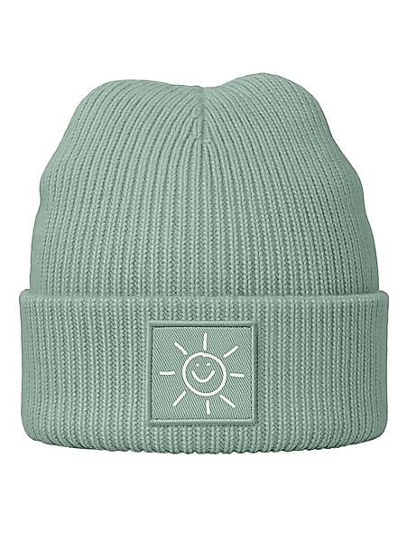 Neverless Strickmütze Beanie Patch Smile Sonne Aufdruck Positive Vibes Prin günstig online kaufen