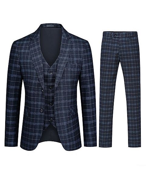 Allthemen Anzug (3 tlg, Anzug Set) Slim Fit karierter Herrenanzug mit einem günstig online kaufen