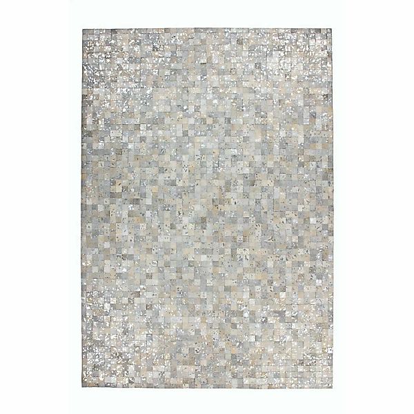 MeGusta Flachflor Teppich PatchworkDesign Grau - Silber Leder 160x230 cm Ma günstig online kaufen