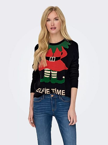 ONLY Weihnachtspullover "ONLXMAS SELFIE LS O-NECK BOX KNT" günstig online kaufen
