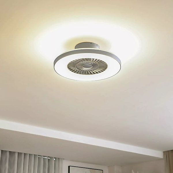 Lindby Smart LED-Deckenventilator Paavo, silber, leise, Tuya günstig online kaufen