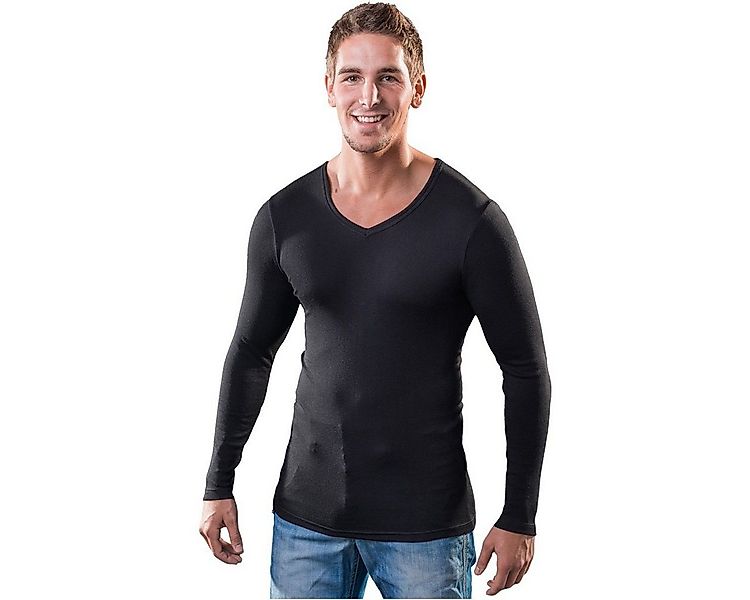 HERMKO Unterziehshirt 164680 Herren langarm Shirt mit V-Ausschnitt aus Baum günstig online kaufen