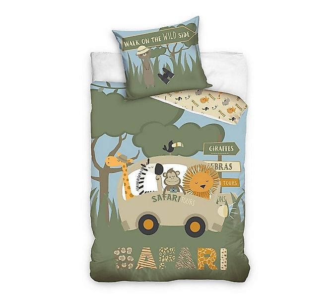 MTOnlinehandel Kinderbettwäsche Tiere Safari Afrika 135x200 + 80x80 cm, 100 günstig online kaufen