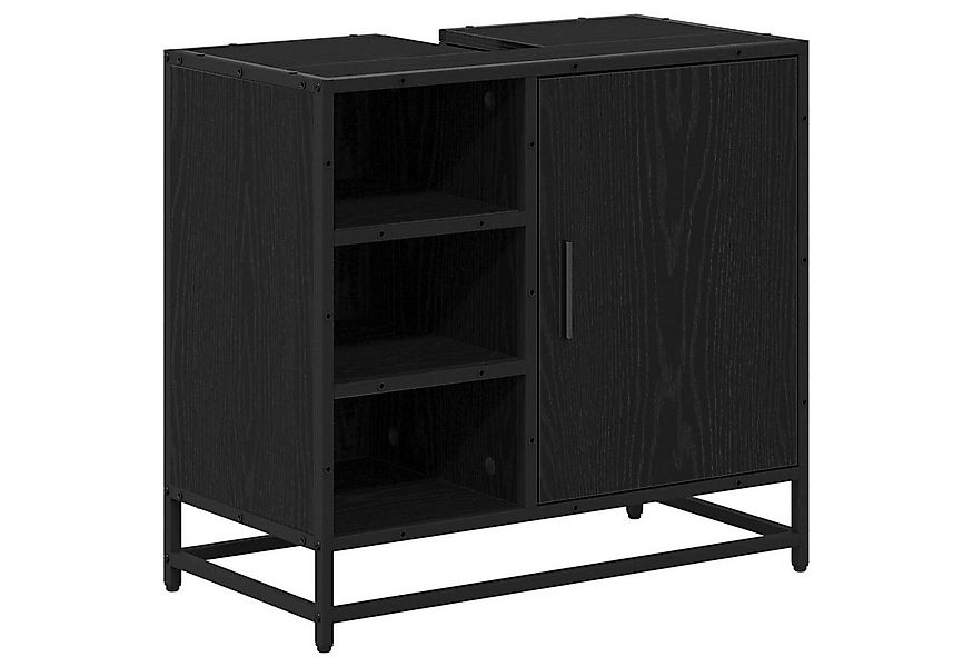 vidaXL Badezimmer-Set Badezimmerschrank mit Tür Schwarz Eichen-Optik 65 x 3 günstig online kaufen