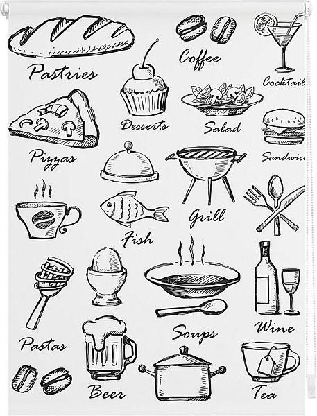 Seitenzugrollo Klemmfix Motiv Menü, LICHTBLICK ORIGINAL, Lichtschutz, ohne günstig online kaufen