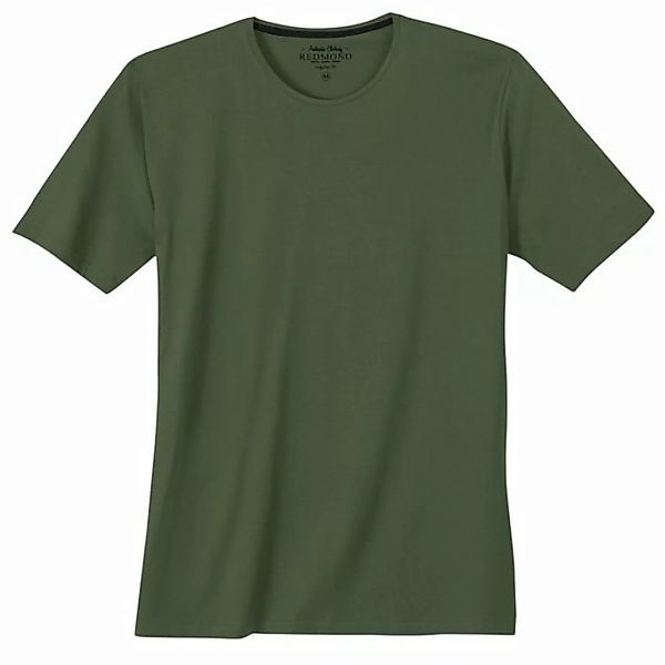 Redmond Rundhalsshirt Übergrößen Rundhals Basic T-Shirt olivgrün Redmond günstig online kaufen