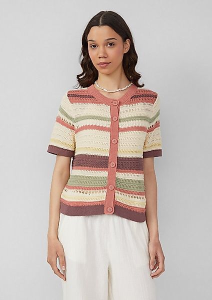 QS Cardigan Strickjacke Kurzarm-Cardigan in Häkeloptik günstig online kaufen