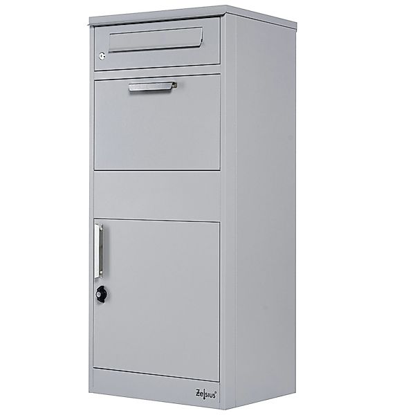 Zelsius Paketbriefkasten RAL9007 Grau, Stahl Briefkasten günstig online kaufen