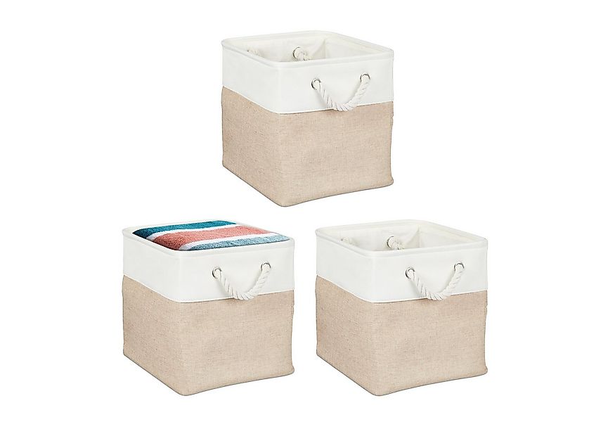 relaxdays Regalkorb Aufbewahrungskorb Leinen im 3er Set, Beige günstig online kaufen