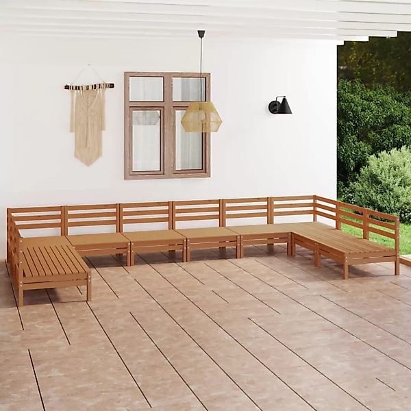 10-tlg. Garten-lounge-set Honigbraun Massivholz Kiefer günstig online kaufen