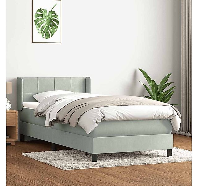vidaXL Boxspringbett, Boxspringbett mit Matratze Hellgrau 80x210 cm Samt günstig online kaufen