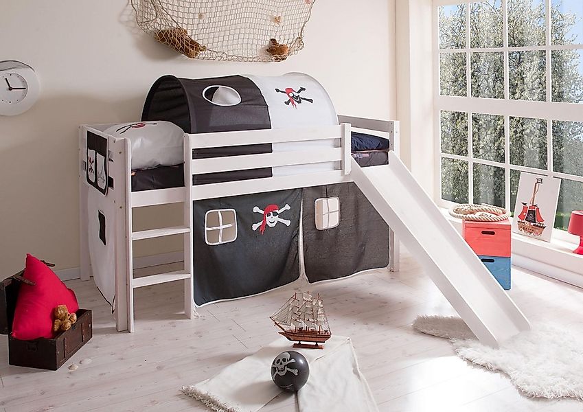 Ticaa Hochbett "Manuel", mit Rollrost, Kiefer massiv natur oder weiß günstig online kaufen