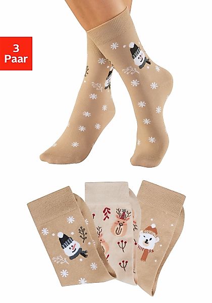H.I.S Basicsocken Packung, 3 Paar tlg. mit lustigen Weihnachtsmotiven günstig online kaufen