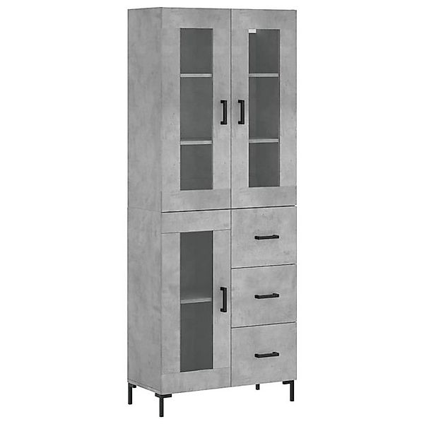 vidaXL Vitrine Highboard Betongrau 69,5x34x180 cm Spanplatte Glas Vitrine günstig online kaufen