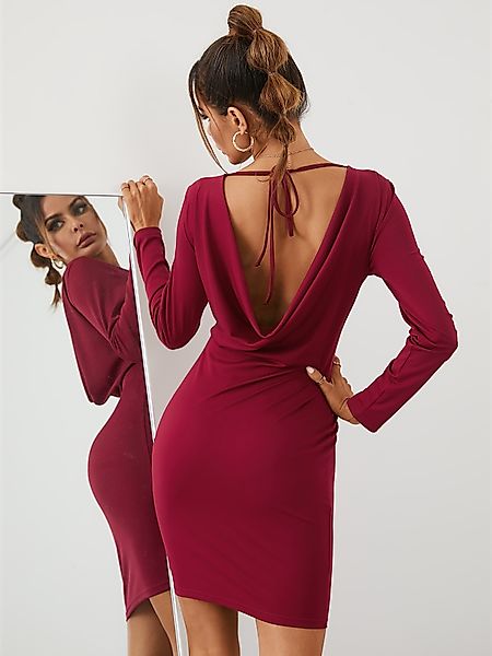 YOINS Backless Tie-up Design Lange Ärmel Mini Kleid günstig online kaufen