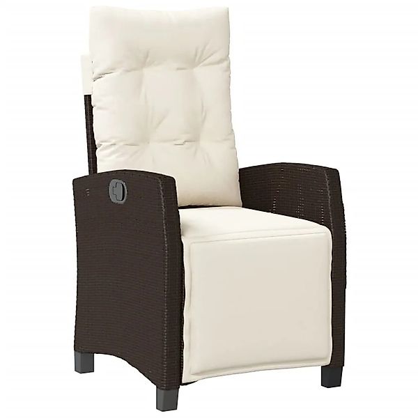 vidaXL Gartensessel mit Fußteil Verstellbar Braun Poly Rattan 365234 günstig online kaufen