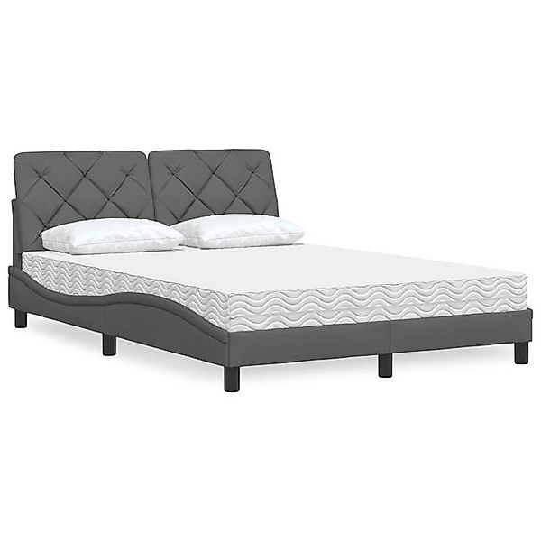 vidaXL Bettgestell Bett mit Matratze Dunkelgrau 140x200 cm Stoff günstig online kaufen