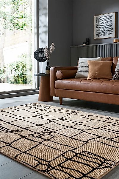 FLAIR RUGS Teppich "Theo" rechteckig 12 mm Höhe Hoch-niedriger Flor in Woll günstig online kaufen