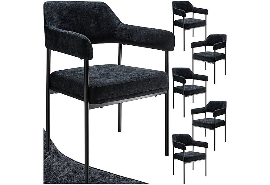 tectake Esszimmerstuhl Armlehnstuhl Doé, gepolstert, Stahlbeine (Set, 6 St) günstig online kaufen