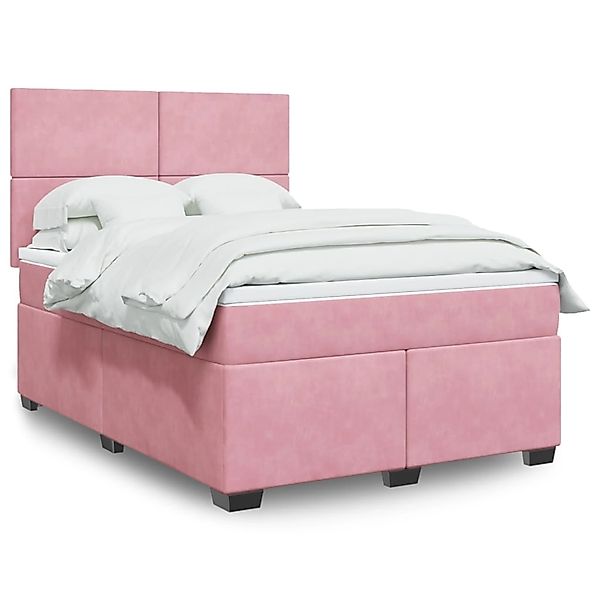 vidaXL Boxspringbett mit Matratze Rosa 160x200 cm Samt 3293253 günstig online kaufen