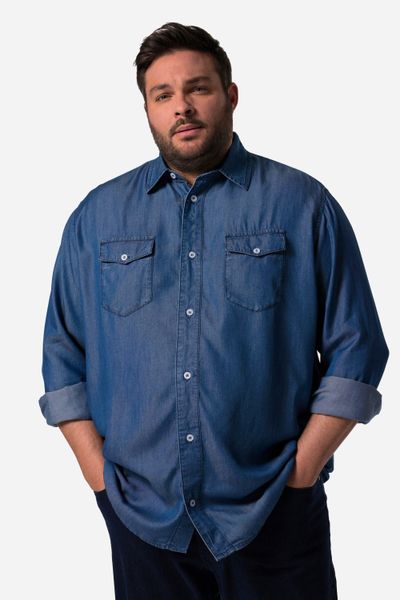 Men Plus Kurzarmhemd Men+ Jeansoptik-Hemd Langarm günstig online kaufen