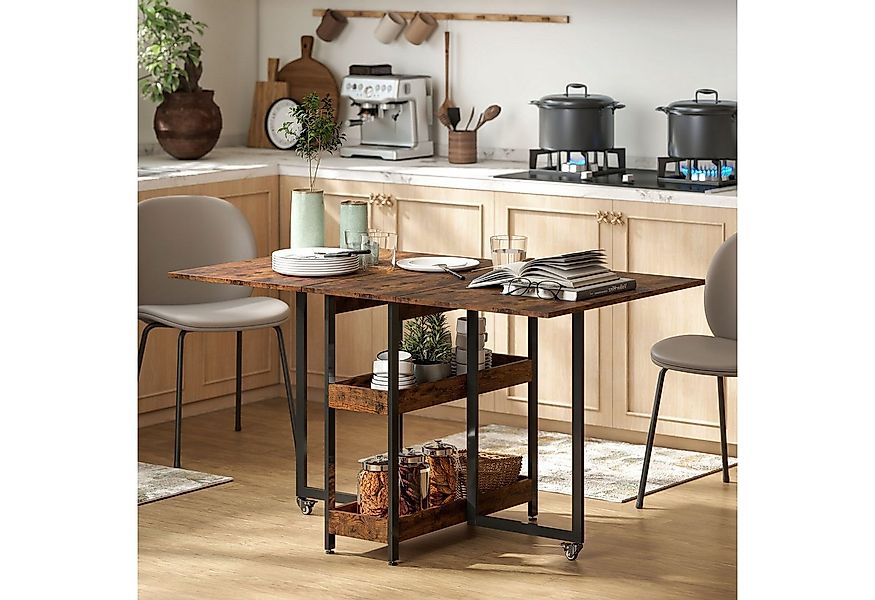 HOMCOM Klapptisch Esstisch Klappbar für 2-4 Personen mit 2 Offenen Ablagen günstig online kaufen