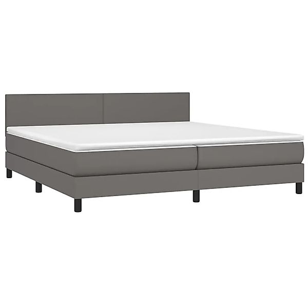 vidaXL Boxspringbett mit Matratze & LED Grau 200x200 cm Kunstleder 3134127 günstig online kaufen